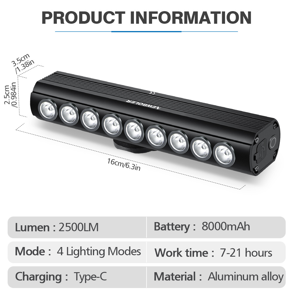 NEWBOLER 8000mAh luz delantera - Mountain Biking Backpack reseña y precio