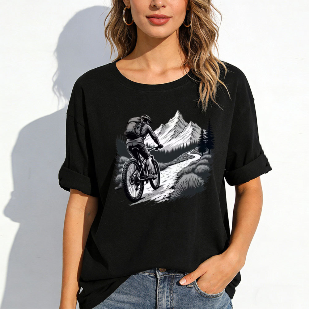 Camiseta negra para bicicleta  - Mountain Biking Cartoon reseña y precio